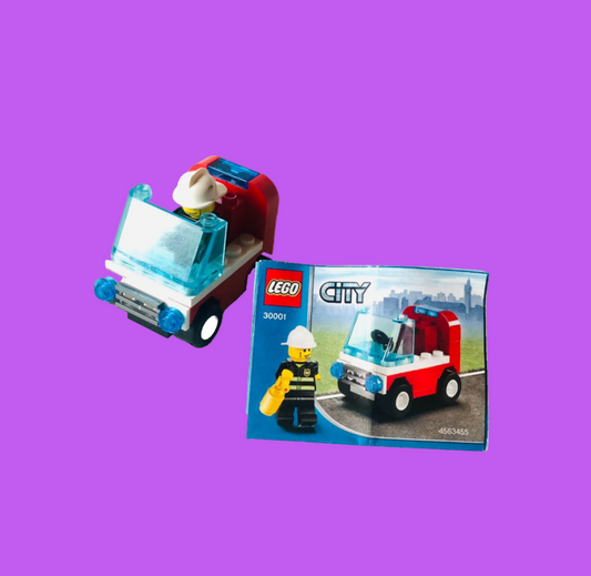 LEGO City: Firemans Car (30001) 100% Complete With Instructions & Minifigures