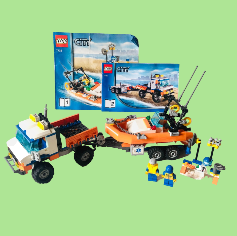 LEGO City: Coast Guard Truck With Speed Boat (7726) 100% Complete With Instructions & Minifigures