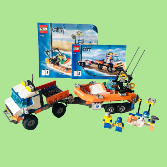 LEGO City: Coast Guard Truck With Speed Boat (7726) 100% Complete With Instructions & Minifigures
