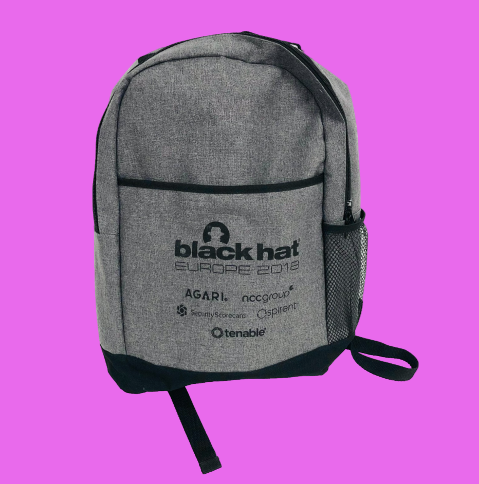 Black Hat Europe 2018 Cybersecurity Conference Grey Laptop Backpack