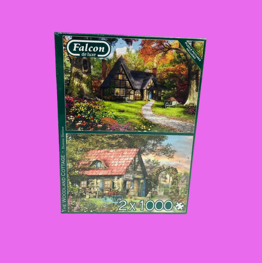 Falcon Woodland Cottage By D Davison 2 x 1000 Piece Jigsaw Puzzles NEW Sealed
