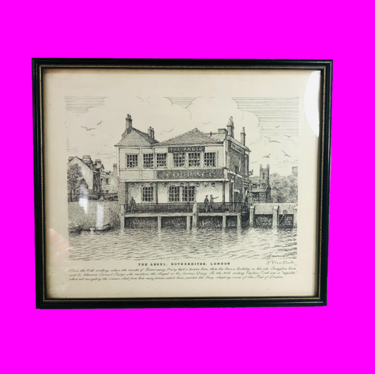 Vintage J. Mortlock Print: The Angel Rotherhithe London Pub History Art Framed