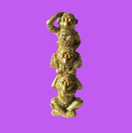 Decorative 10 Inch Figure 3 Golden Monkeys Lightweight Ornament