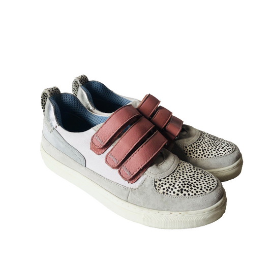 White Stuff Pink & Grey Trainers Suede Dalmatian Print Spot Calf Hair Size 5 38