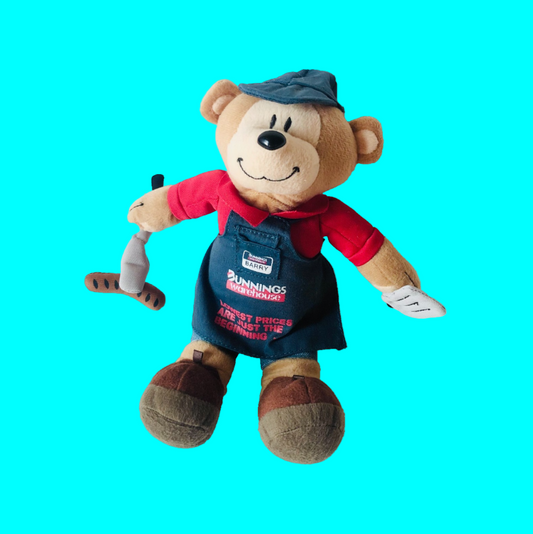 Bunnings Warehouse 11” Barry Bear Plush Soft Toy BBQ Tools Collectable Retired