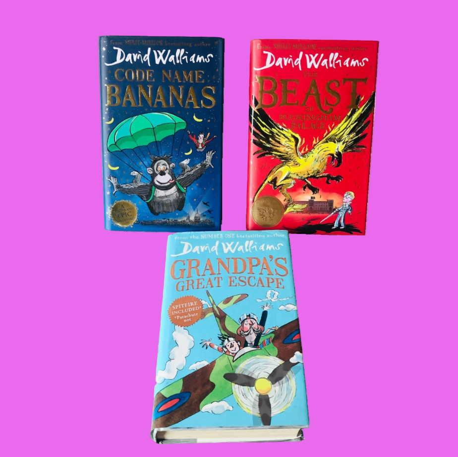 3x David Walliams Hardback Book Bundle (Code Name Bananas/ The Beast Buckingham / Grandpas Great Escape)
