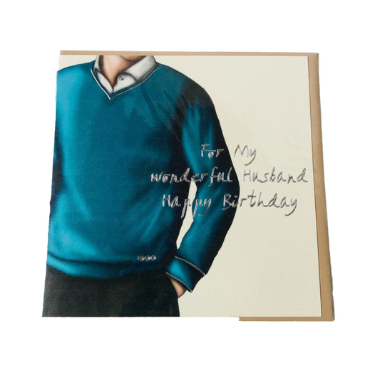 Wonderful Husband Happy Birthday Greeting Card Hand Finished Gem Detail UK Made