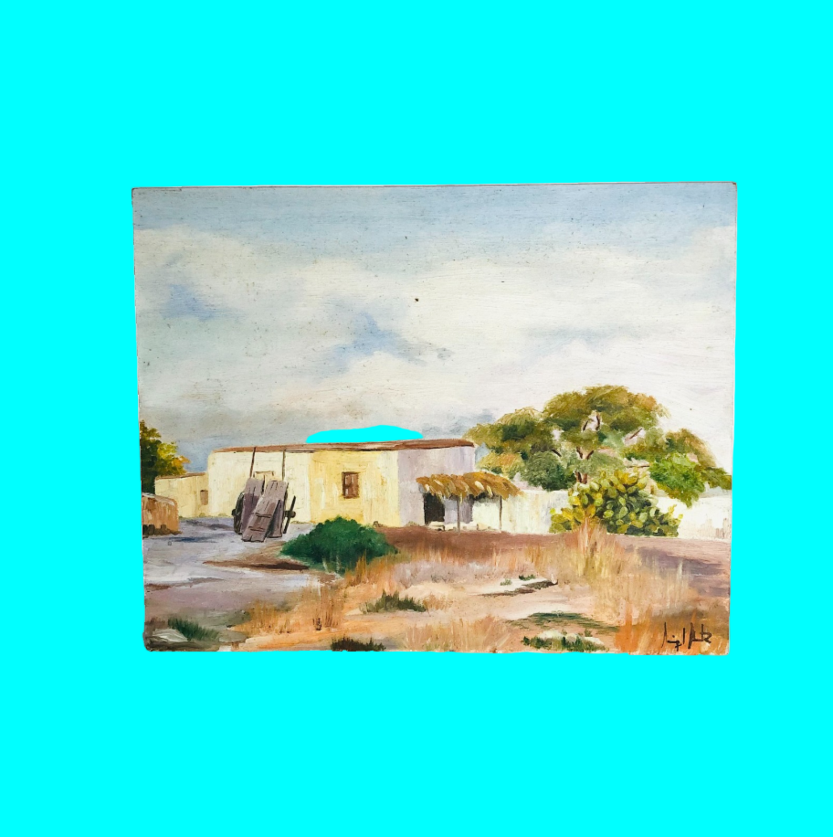 Original Oil? Painting On Board By Signed Unknown Artist Unframed Wood Panel