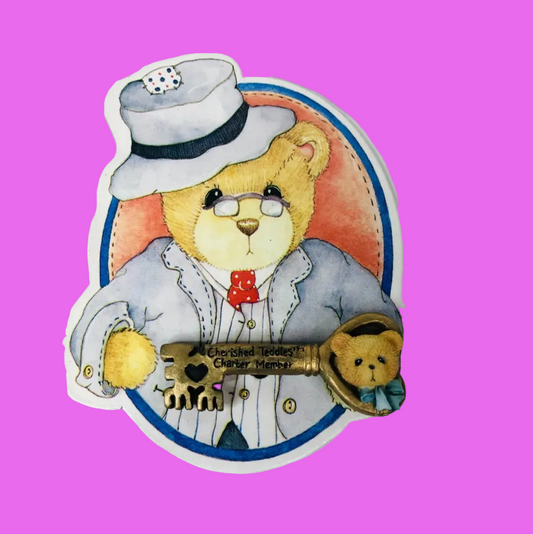 Vintage 1994 Cherished Teddies Club Charter Member Key Pin / Brooch CRT065