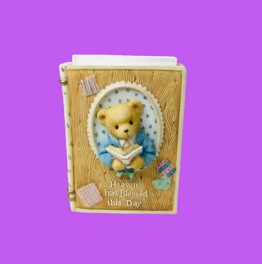 Cherished Teddies New Testament Holder & Mini Bible 1997 P.Hillman 345105C - Christening Gift