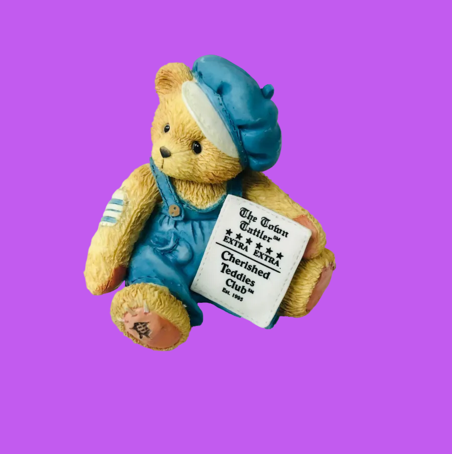 Cherished Teddies Cub E. Bear 1995 Charter Member Only Figurine - Newsboy Priscilla Hillman CT001