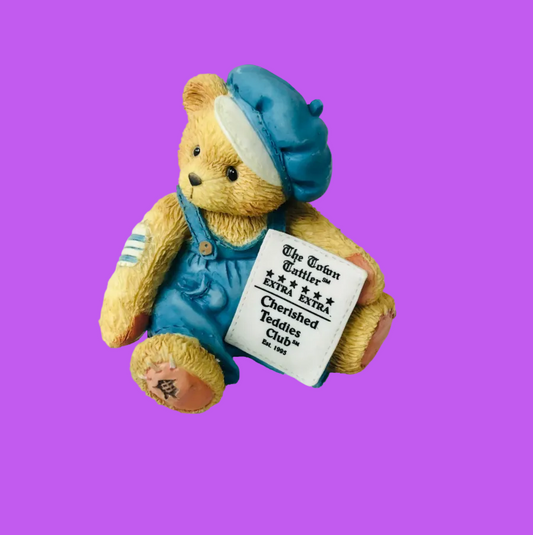 Cherished Teddies Cub E. Bear 1995 Charter Member Only Figurine - Newsboy Priscilla Hillman CT001