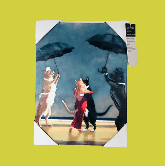 Michael Henry 'Dancing in the Rain' Hand-Embellished Giclée Canvas 40x30cm NEW