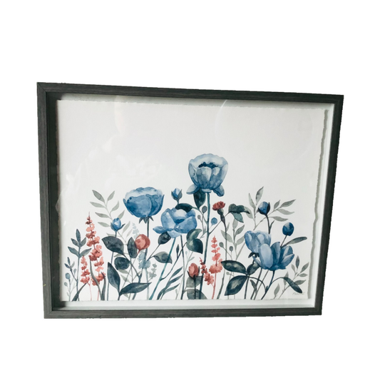 Marmont Hill Field Of Blue Wildflowers Framed Art Print Wall Decor Grey Framed