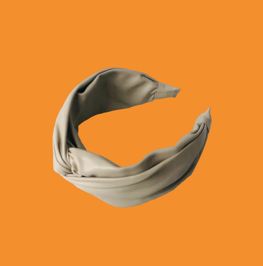Chic Beige Vegan Faux Leather Knotted Headband | Quiet Luxury Style