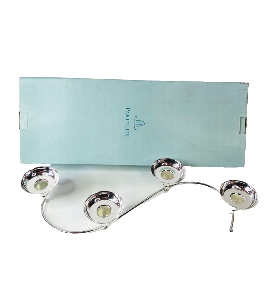 PartyLite P8323 Silver-plated Tealight Candle Holder Snake-shape Table Decor New