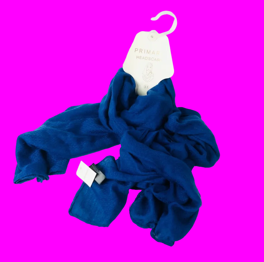 Primark Royal Blue Scarf Textured Diamond Pattern Head Scarf Hijab One Size - NEW