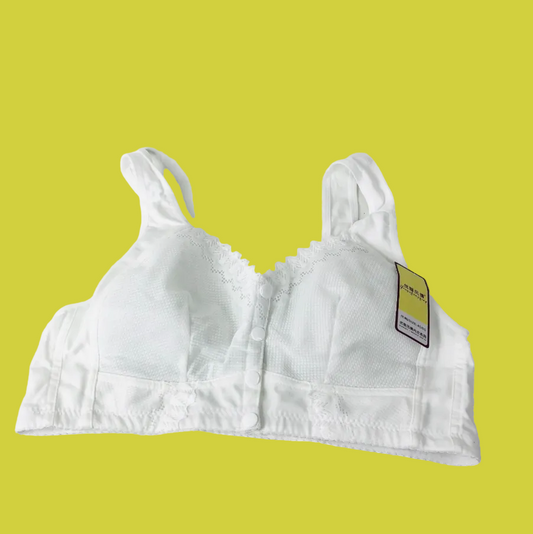 Front Fastening Ladies Bra White Fabric Non-wired Comfort 40C New (40/90 76-86cm)