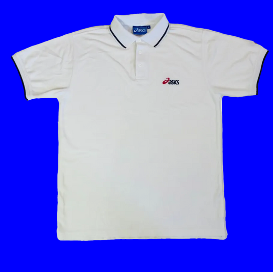 Asics Sportswear Vintage White Polo T-Shirt Mens Size Small
