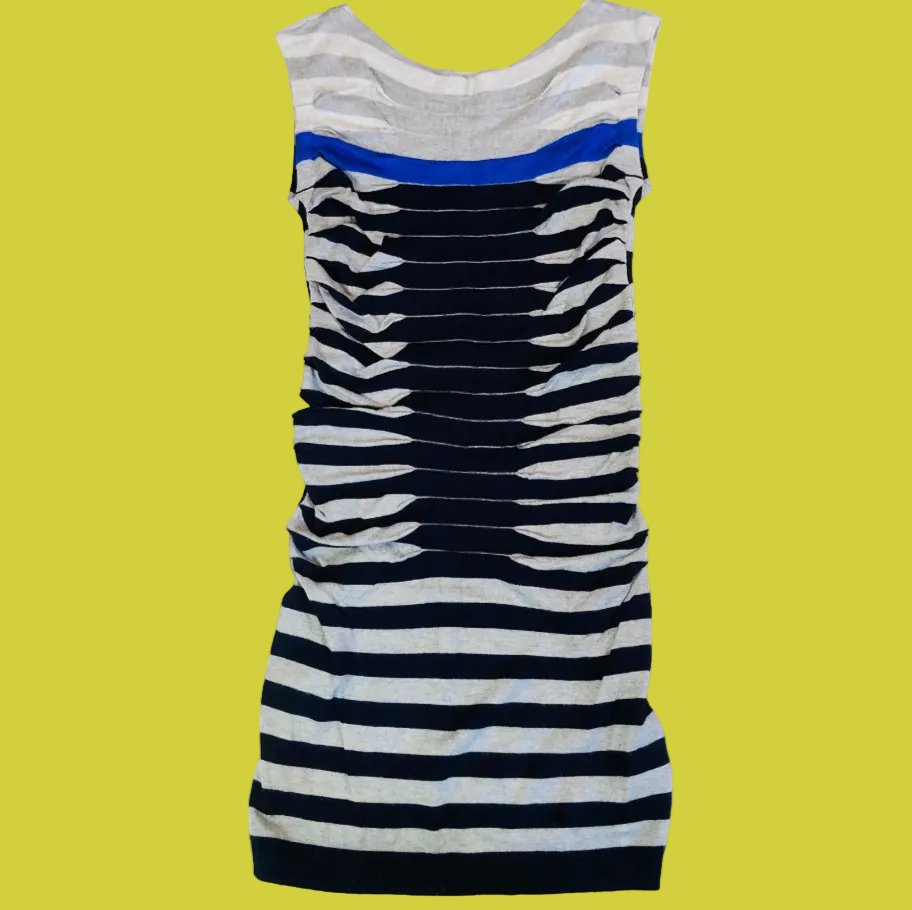 Ted Baker Black & Grey & Purple Striped Knit Bodycon Dress Size 2 (UK 10)