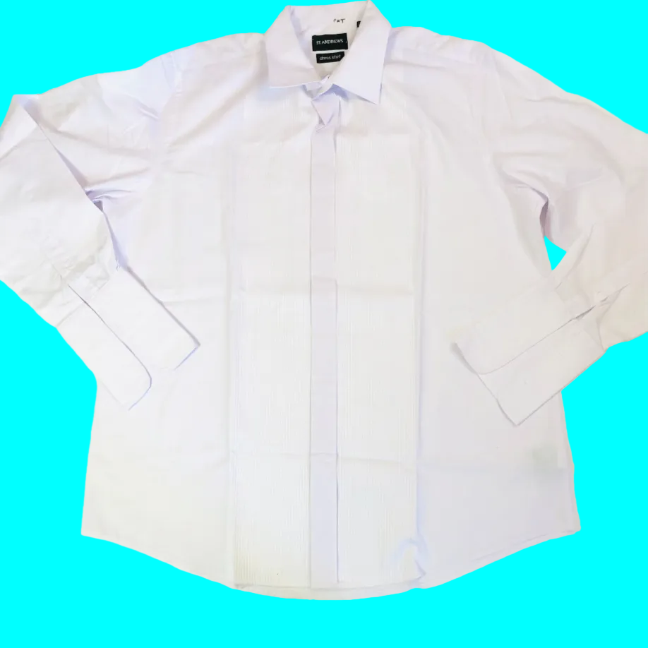 St Andrews White Polycotton Men’s Formal Long Sleeve Dress Shirt Size 17.5in