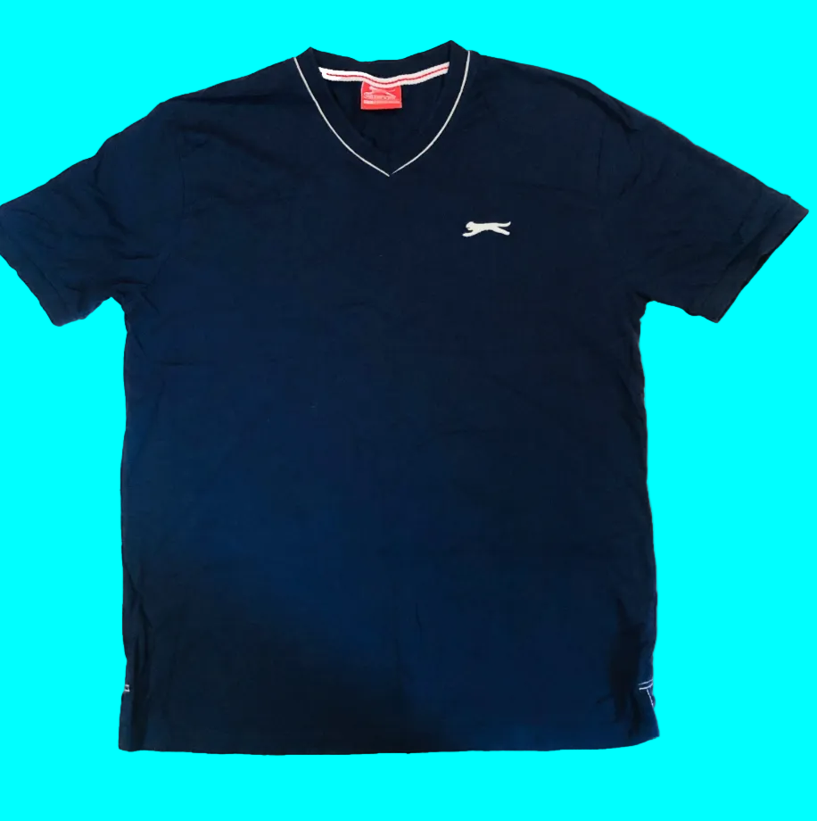 Slazenger Sportswear Men's Navy Blue V-Neck T-Shirt Size XXL 2XL Cotton