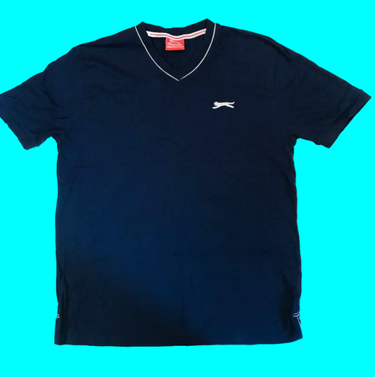 Slazenger Sportswear Men's Navy Blue V-Neck T-Shirt Size XXL 2XL Cotton