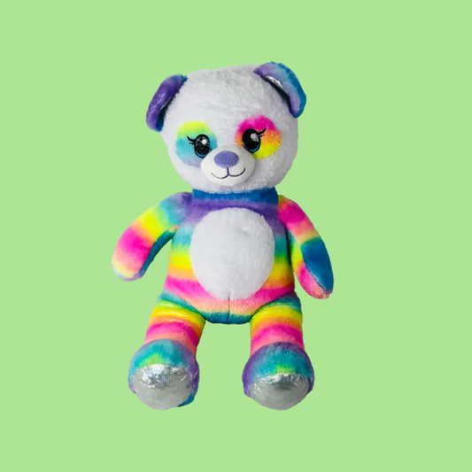 Build-A-Bear BAB Rainbow Panda Bear Plush Stuffed Animal Retired Soft Toy