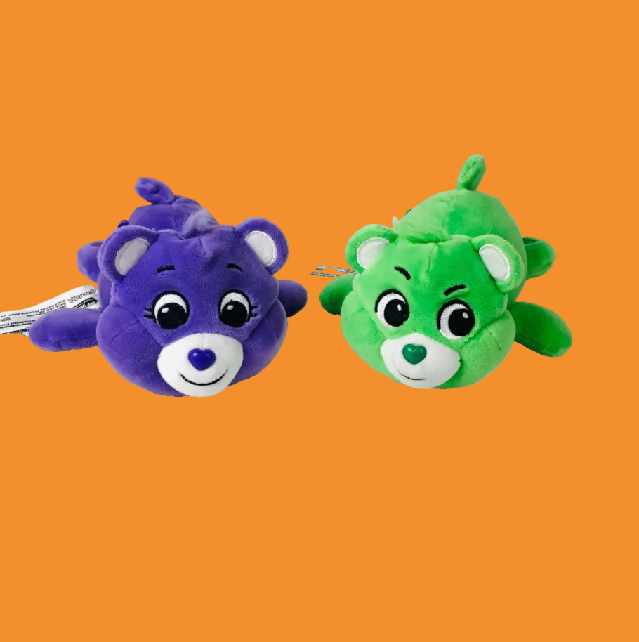 2x Care Bears Cutetitos Plush Soft Toy Purple Share Bear & Green Good Luck Bear