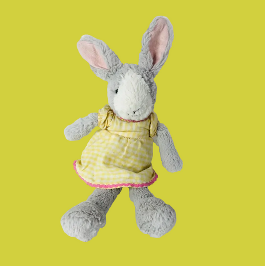 Laura Ashley Grey Bunny Rabbit Soft Toy In Yellow Gingham Dress
