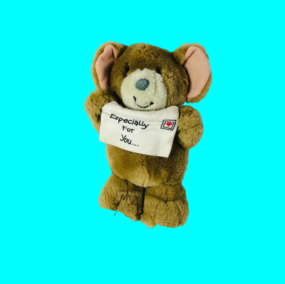 Vintage 1993 Paws For Thought Standing Mouse With Envelope Soft Plush Toy 7"