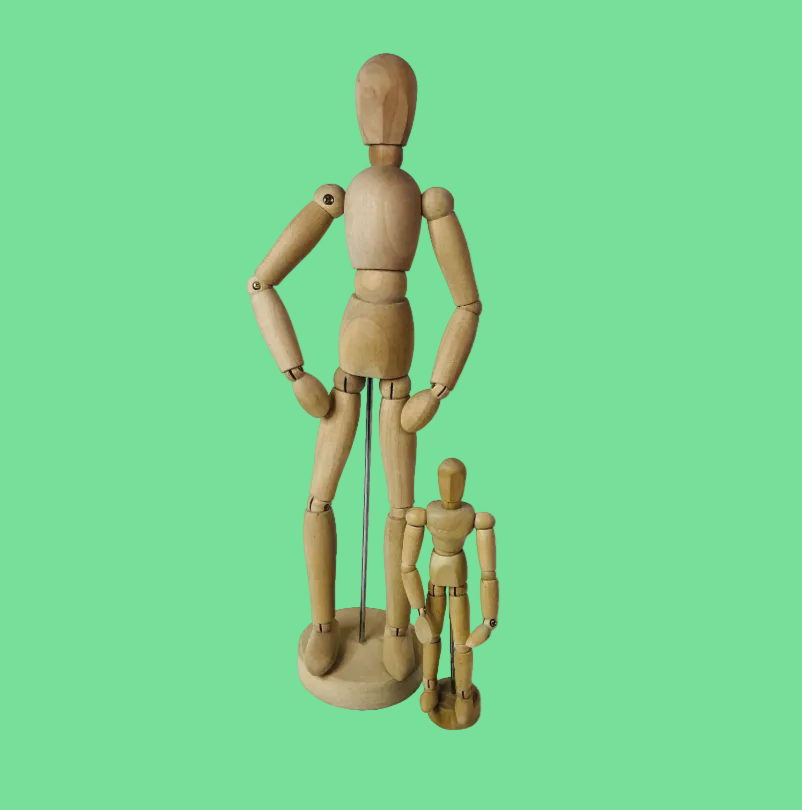 Retro IKEA Gestalta Artists 13" Poseable Wooden Dummy Figurine & Smaller 6” Figure
