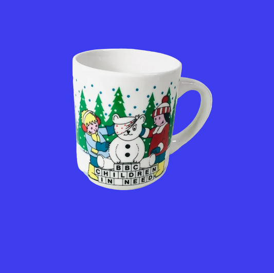 Vintage BBC Children In Need 1986 Mugs Pudsey Bear Christmas Collectable Cup VGC