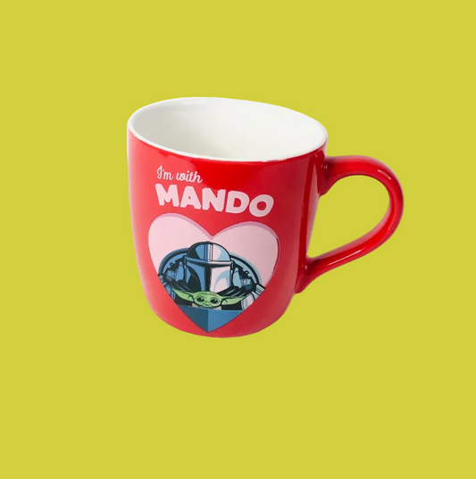 Star Wars ‘I’m With Mando’ Red Mug Mandalorian And Child Grogu Baby Yoda