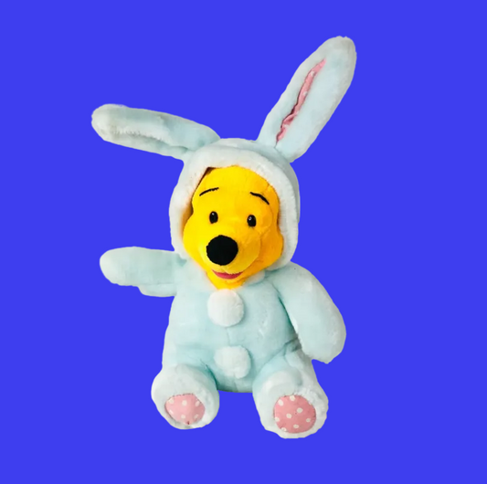 Winnie The Pooh In Light Blue Easter Bunny Costume Romper Suit Plush Soft Toy 12 Inch