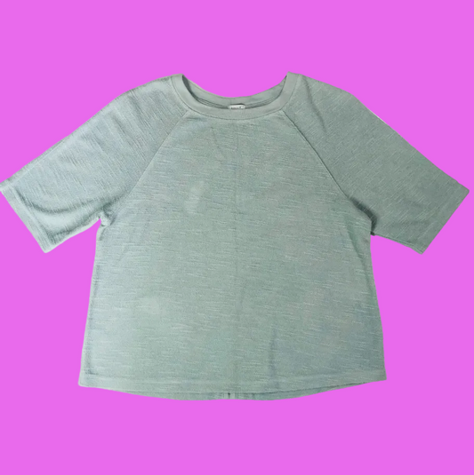 Jigsaw Embossed Relaxed Fit Smock Style Jumper Top Duck Egg Blue Size S/M