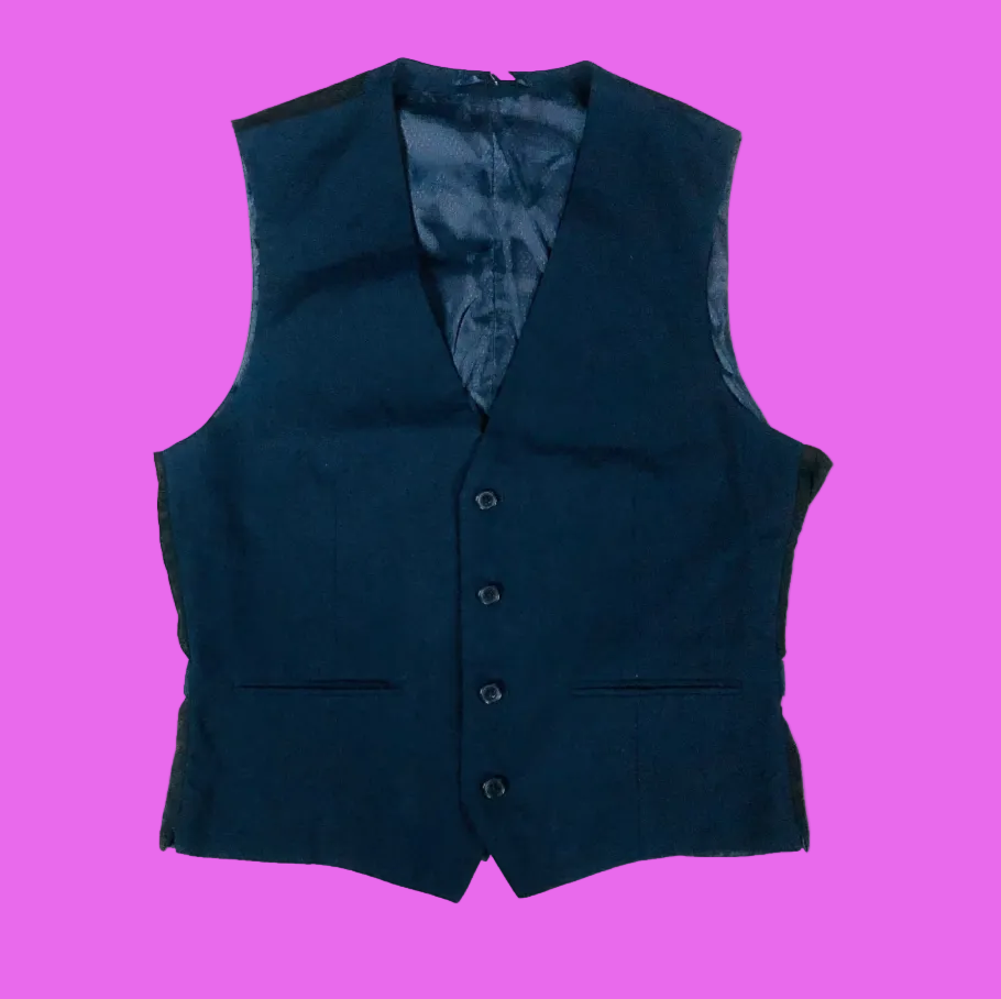 Ventura Mens Smart Blue Suit Waistcoat Vest Size 38R Slim Fit Wedding Races Work