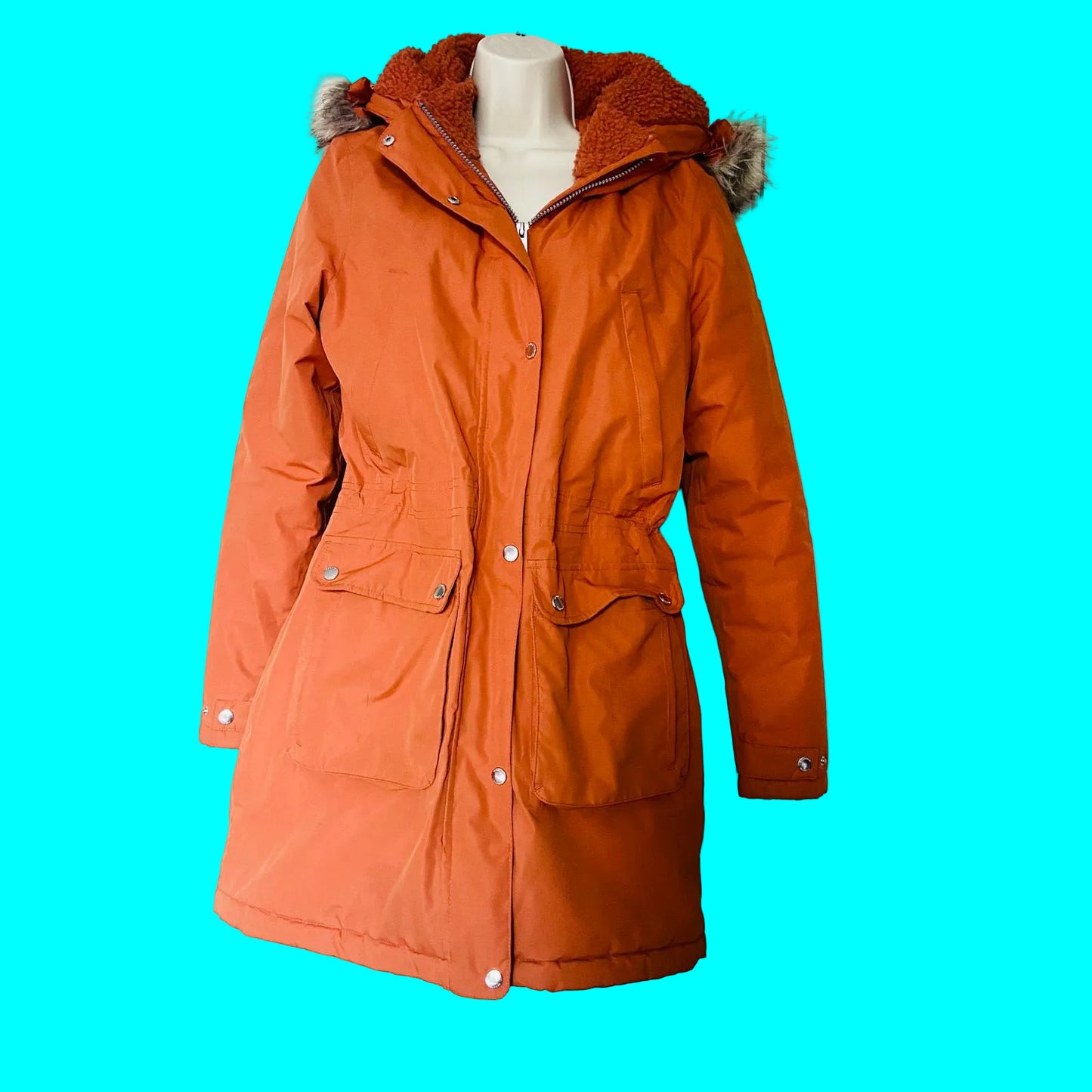 Regatta | Voltera Waterproof Insulated Heated Parka Coat | Burnt Orange | Faux Fur Hood | Size 10