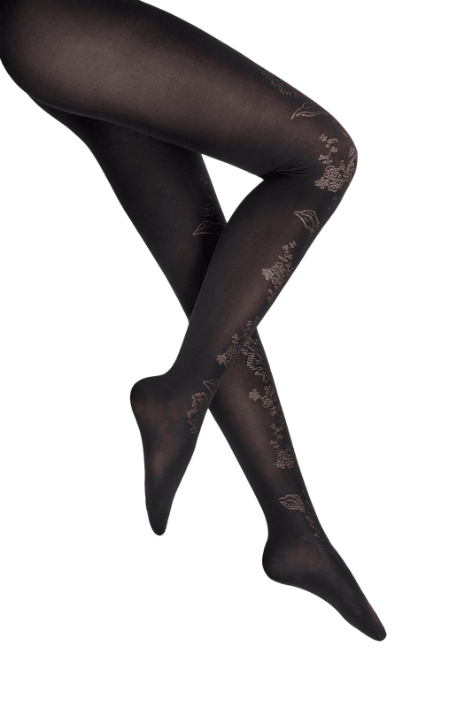 Wolford Studio Jungle Night Black floral Tights Extra Small NEW